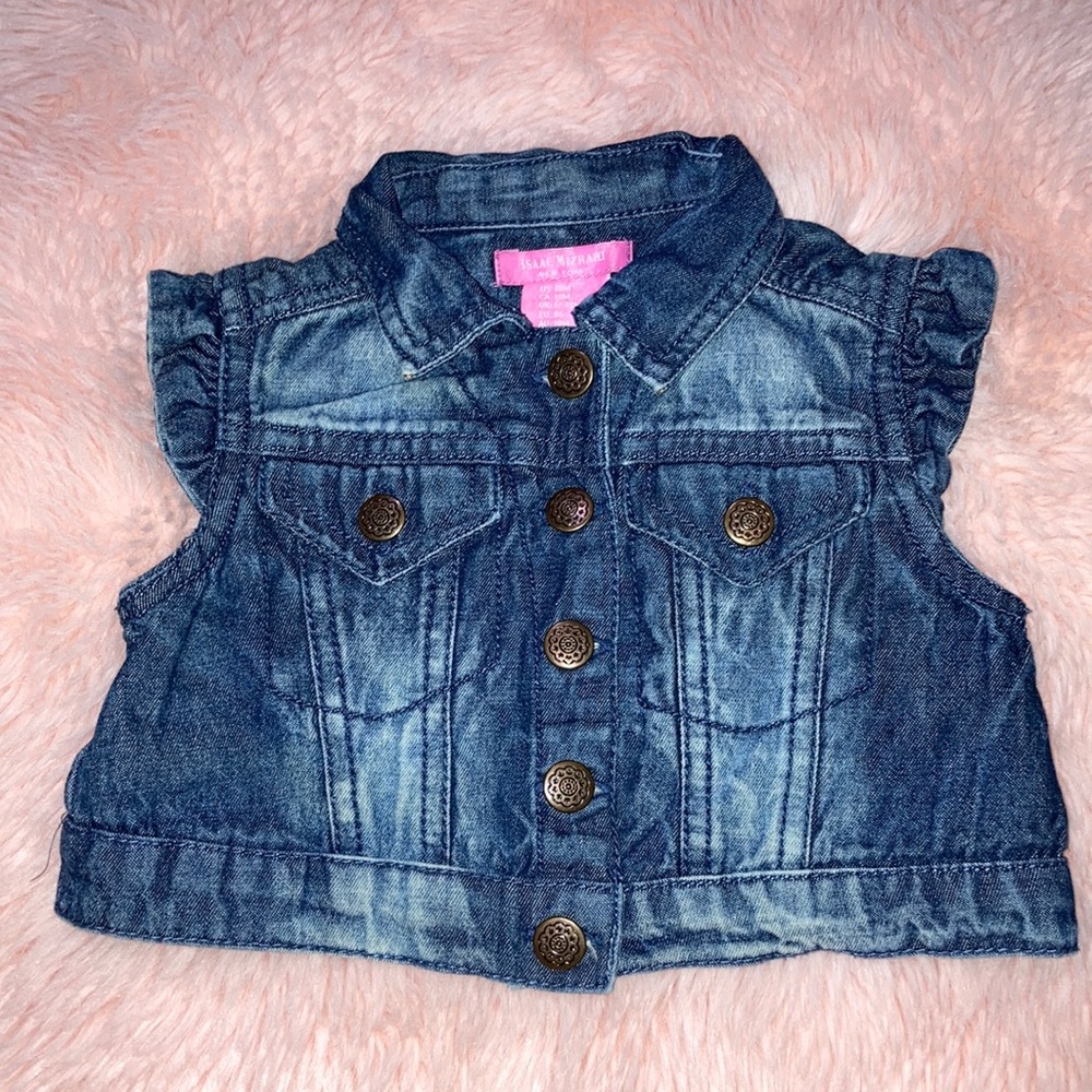 Isaac Mizrahi Jean Vest Button Front 18M
